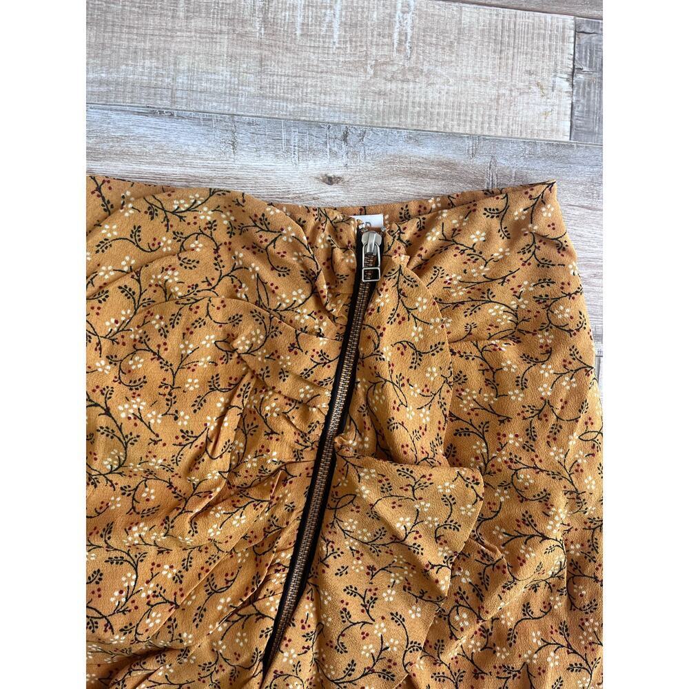 Veronica Beard Spencer Floral Print Ruffle Zip Font Skirt Size 2 Saffron - Picture 3 of 7